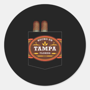 Mens hecho en tampa cigar lover ybor city tampa classic round sticker