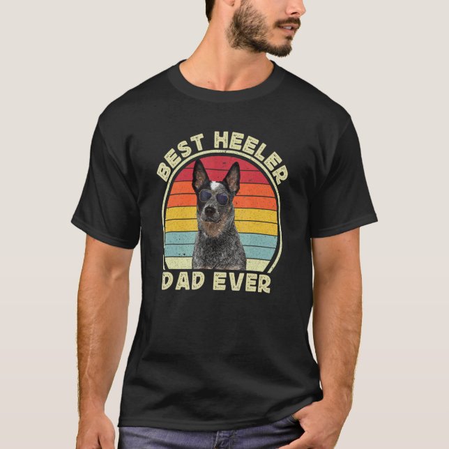 Mens Heeler Dad For Men Retro Blue Australian Catt T-Shirt (Front)