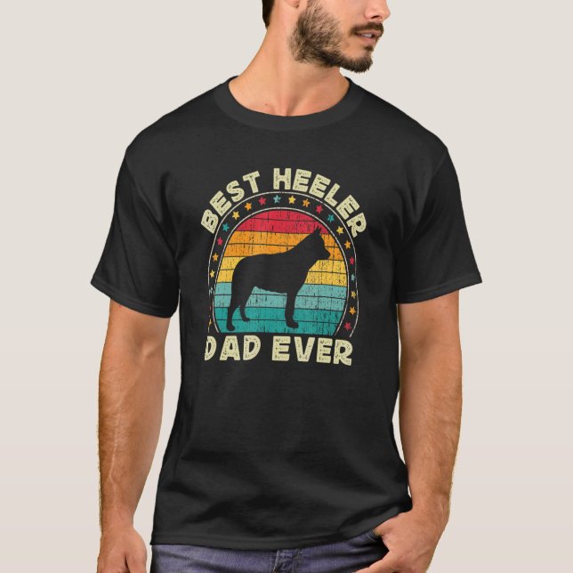 Mens Heeler Dad For Men Retro Blue Red Australian  T-Shirt (Front)