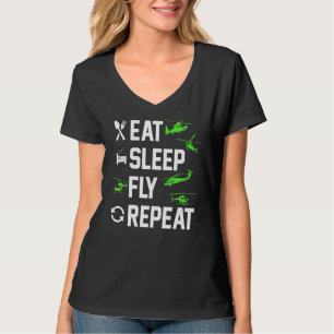 Mens Heli Pilot Helicopter Flying Eat Sleep Fly T-Shirt