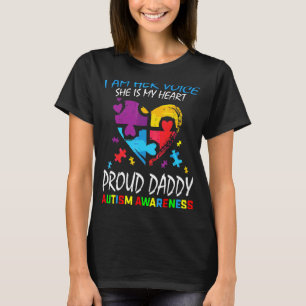 Mens Her Voice My Heart Daughter Autism Awareness T-Shirt