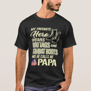 Mens Hero Wears Dog Tags Combat Boots Proud Army P T-Shirt