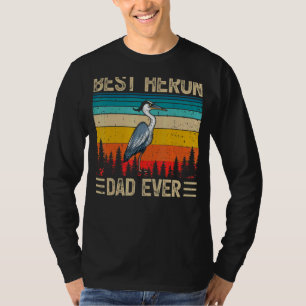 Mens Heron Bird Vintage Best Heron Dad Ever Fathe T-Shirt