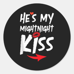 Mens Hes My Midnight Kiss Happy New Year Matching Classic Round Sticker
