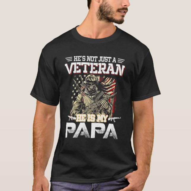 Mens Hes Not Just A Veteran He Is My Papa American T-Shirt (Front)