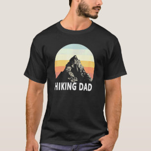 Mens Hiking Dad Mountain Sunset Circle Rainbow Out T-Shirt