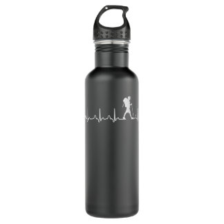 Mens Hiking Heartbeat EKG Pulse Hiker Lover 355 710 Ml Water Bottle
