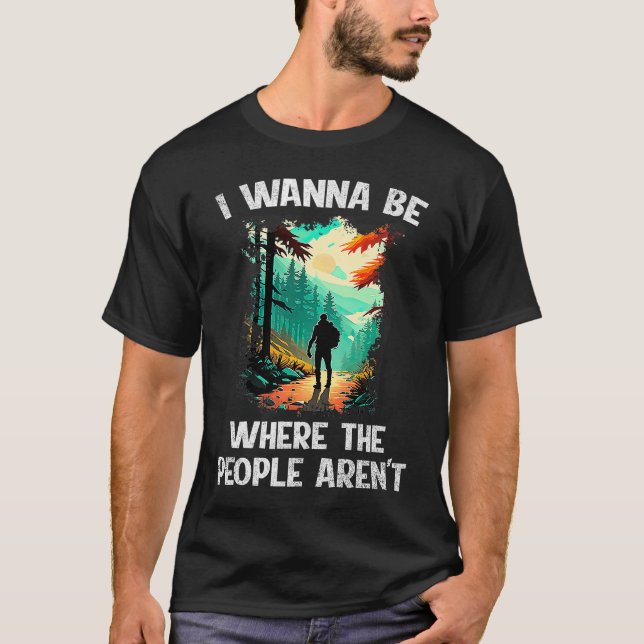 Mens Hiking mountaineer no people peace alone walk T-Shirt (Front)