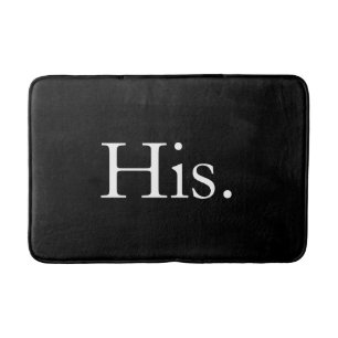 Mens His Black and White Typogrpahy Bath Mat