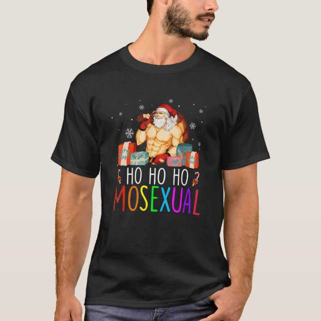 Mens Ho Ho Ho Mosexual Gay Santa Lgbt Pun Gay Prid T-Shirt (Front)