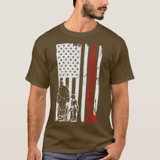Mens Hockey Dad American Flag Fathers Day Gift for T-Shirt