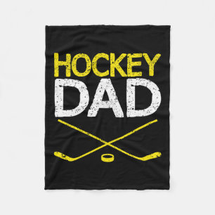 Mens Hockey Dad Vintage Fathers Day Summer Winter  Fleece Blanket