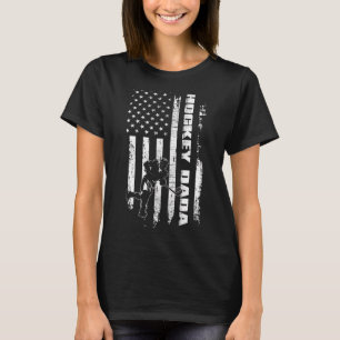 Mens Hockey Dada Us American Flag Father's Day T-Shirt
