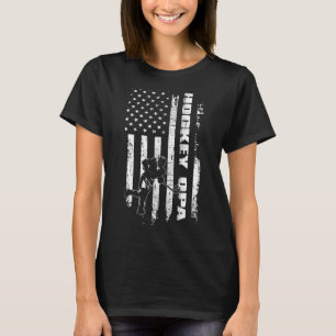 Mens Hockey Opa Us American Flag Father's Day T-Shirt