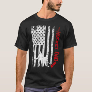 Mens Hockey Player Vintage American Flag Hockey Da T-Shirt