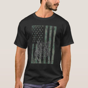 Mens Hog Hunting American Camouflage USA Flag Boar T-Shirt