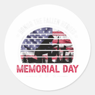 Mens Honour The Fallen Heroes Memorial Day With Classic Round Sticker