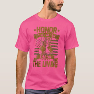 Mens Honour The Fallen Thank The Living Veterans D T-Shirt