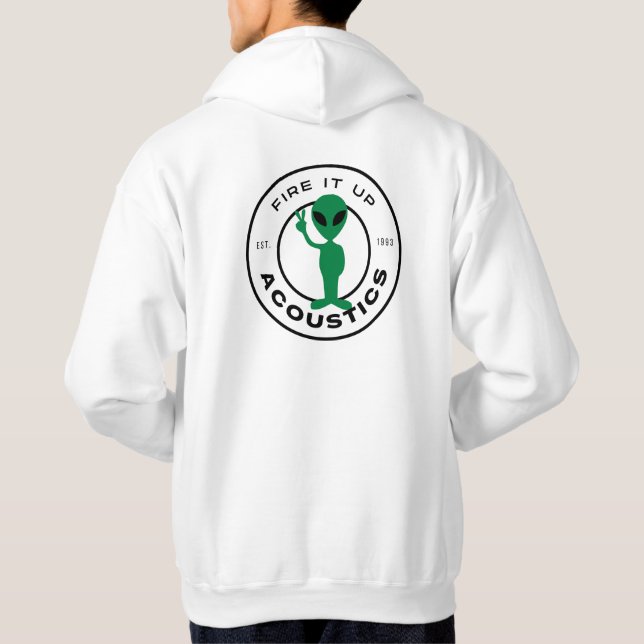 MENS hoodie -Alien Fire It Up (White/Light colours (Back)