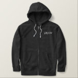 Men's Hoodie Groom<br><div class="desc">For the Groom shown is a heather charcoal colour hoodie to relax in. White embroidered text on the front and back.
Customise this item or buy as shown.</div>