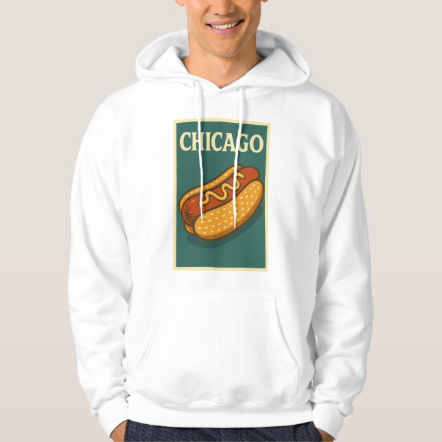 Men's Hoodie with retro hot dog logo (Front)