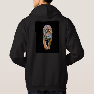 Mens Hoodies Back Design Print Walking Tiger