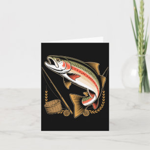 Mens hooked on trout fly fishing angler fishing card