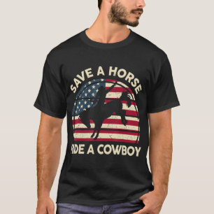 Mens Horse Racing Shirt Save A Horse Ride A Cowboy