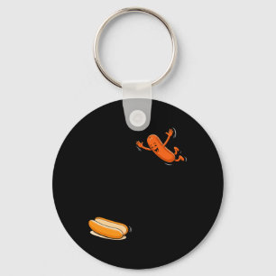 Mens Hot Dogs Jumping Into Bun Sausage Bbq 250 Key Ring