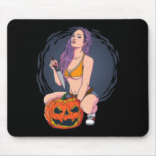 Mens Hot Y Halloween Killer Mum Mummy With Knife Mouse Mat