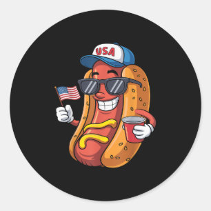 Mens Hotdog 4th Of July Fourth Of July Patriotic U Classic Round Sticker