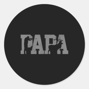 Mens Hunting Papa  Father's Day Dad Deer Elk Hunte Classic Round Sticker