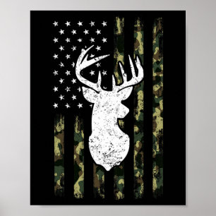 Mens Hunting Shirt American Camouflage Flag Deer S Poster