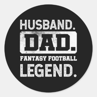 Mens Husband Dad Fantasy Football Legend Classic Round Sticker