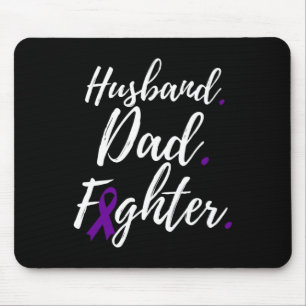 Mens Husband Dad Fighter Pancreatic Cancer Awarene Mouse Mat