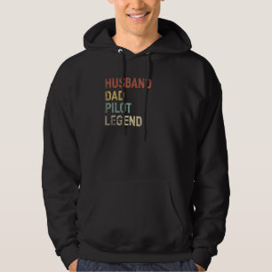 Mens Husband Dad Pilot Legend Retro Vintage Father Hoodie