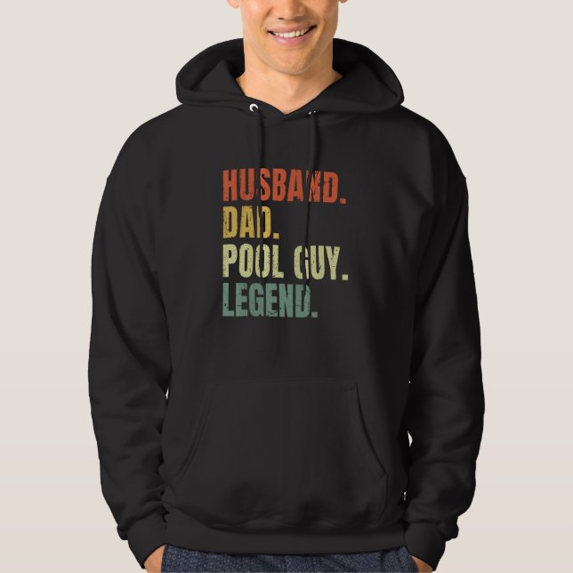 Mens Husband Dad Pool Guy Legend Funny Fathers Day Hoodie (Front)