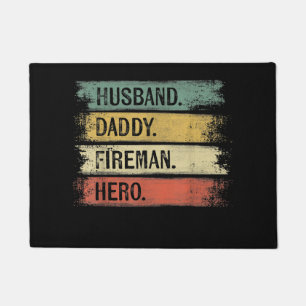 Mens Husband Daddy Fireman Hero Firefighter Doormat