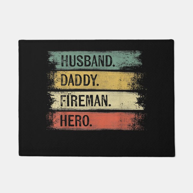 Mens Husband Daddy Fireman Hero Firefighter Doormat (Front)