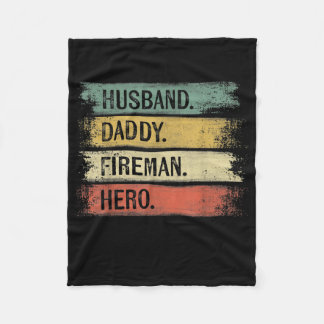 Mens Husband Daddy Fireman Hero Firefighter Fleece Blanket