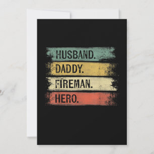 Mens Husband Daddy Fireman Hero Firefighter Holiday Card