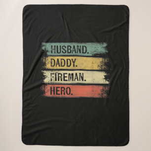 Mens Husband Daddy Fireman Hero Firefighter Sherpa Blanket