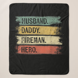 Mens Husband Daddy Fireman Hero Firefighter Sherpa Blanket