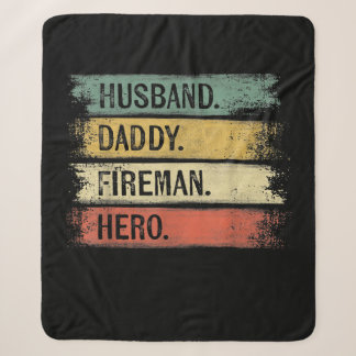 Mens Husband Daddy Fireman Hero Firefighter Sherpa Blanket