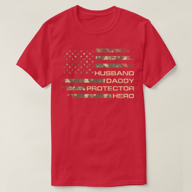 Mens Husband Daddy Protector Hero Fathers Day Camo T-Shirt (Design Front)