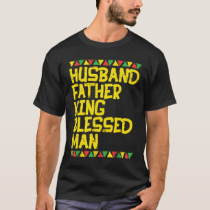 Mens Husband Father King Blessed Man Kente Black A T-Shirt