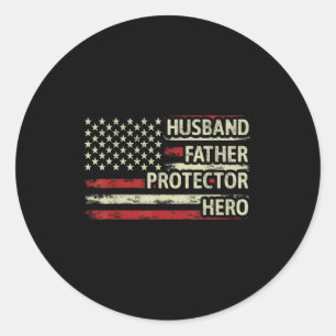 Mens Husband Father Protector Hero Classic Round Sticker