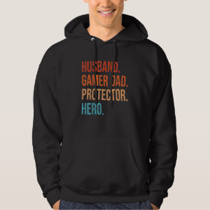 Mens Husband Gamer Dad Protector Hero Father Dad G Hoodie