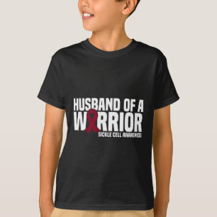 Mens Husband of a Warrior Burgundy Ribbon Sickle C T-Shirt