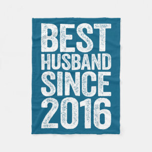 Mens Husband Since 2016 Wedding Design Fleece Blanket